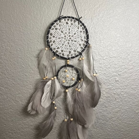 Eco friendly natural hand-crafted macrame windchime dreamcatcher wall hanging - Picture 2 of 2
